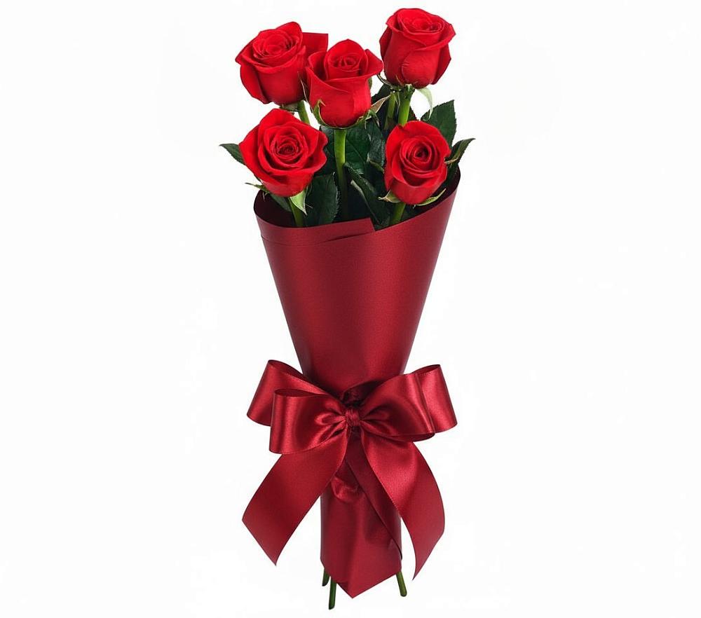 Букет 5 Красных роз Эдлесс Лав в Стрежевом