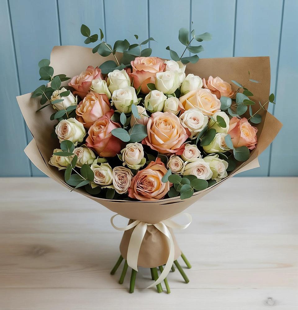 Букет цветов из: Альстромерии и Розы в Стрежевом