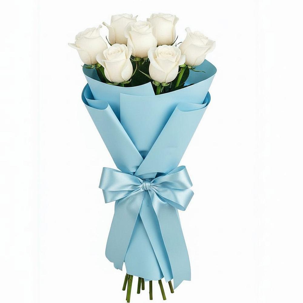 Букет 7 белых роз Проуд в Стрежевом