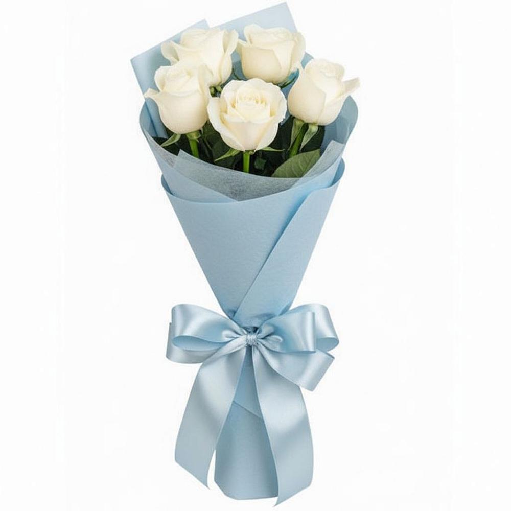 Букет 5 Белых роз Проуд в Стрежевом