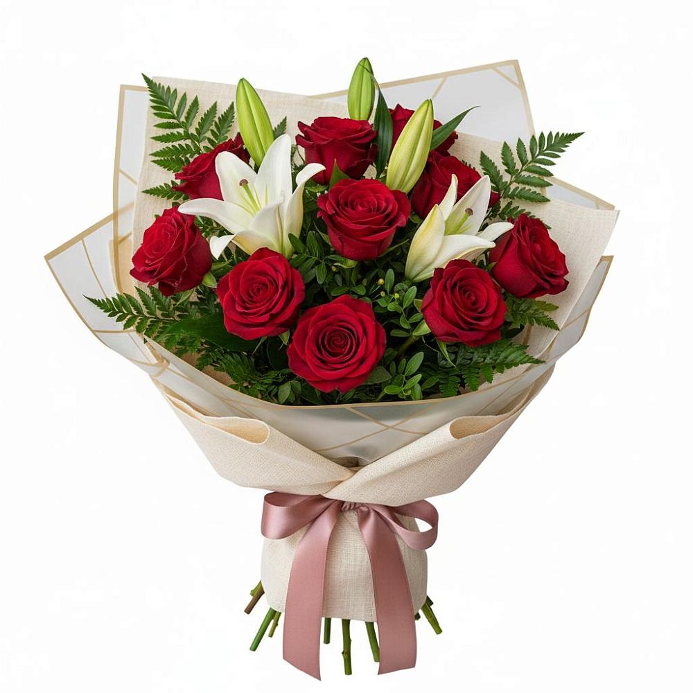 Букет цветов из: Лилии и Розы в Стрежевом