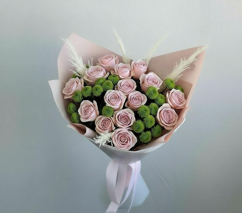 Букет цветов из: Розы и Хризантемы в Стрежевом