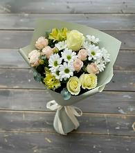 Букет цветов из:  Альстромерии, Розы и Хризантемы в Стрежевом