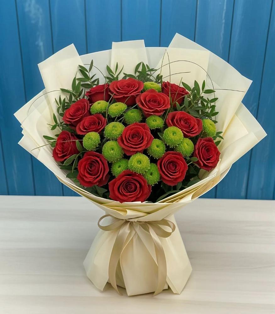 Букет цветов из: Розы и Хризантемы в Стрежевом